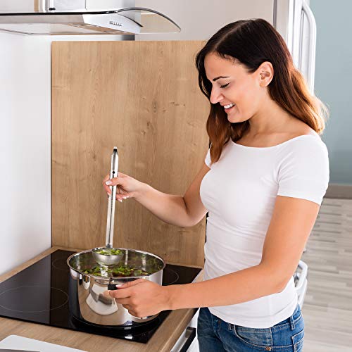meekoo Stainless Steel Ladle Soup Handle Ladle with Pouring Rim for Kitchen Cooking Soup Sauce - size: 3 oz
