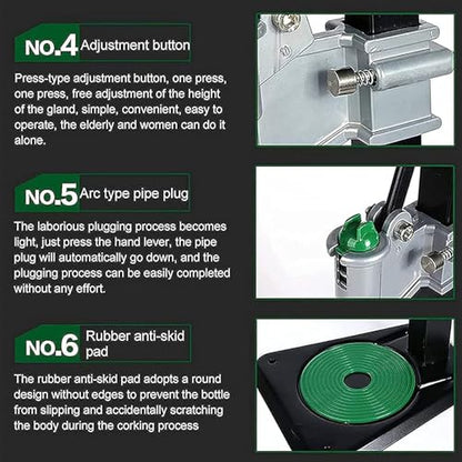Manual Beer Bottle Capper Machine, 26mm Bench Beer Bottle Ring Pull Cap Crimping Tool, Adjustable Height, Heavy Duty Strong Metal Easy Action for Home Brewing