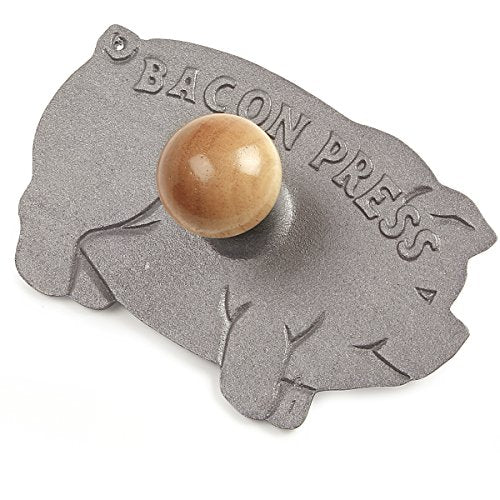 Norpro Cast Iron Pig Shaped Bacon Press with Wood Handle