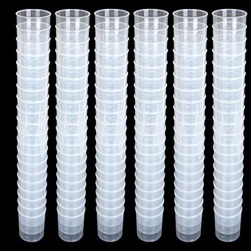 100Pcs 100ML Plastic Graduated Measuring Beaker Set, Clear Liquid Measuring Mixing Cups for Epoxy Resin, Liquid Container Beakers for Resin Epoxy Paint Food, Lab Use, Raised Graduations, Tapered Spout - size: 100ML