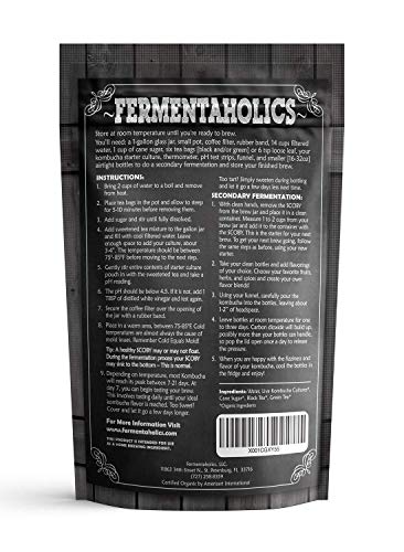 Fermentaholics ORGANIC Kombucha SCOBY With Twelve Ounces of Starter Tea - Live Starter Culture - Makes A One Gallon Batch - 1.5 Cups of Strong Mature Starter Tea - Brew Your Own Kombucha (1 Pack, 1, Count) - size: Scoby
