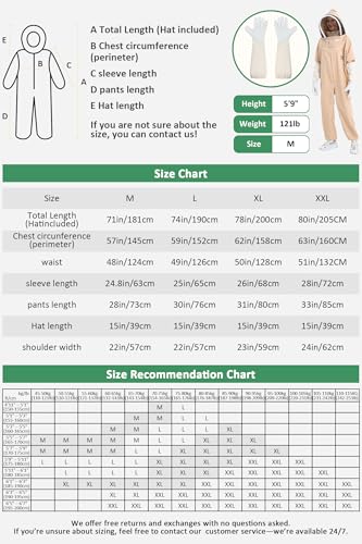 ANDES Bee Suit for Men Women, Full Body Sting Proof Beekeeping Suit with Gloves & Round Protective Veil Professional & Beginner for Apiary Backyard, Halloween Costume（XXL - size: XXL for 6'3"-6'8"