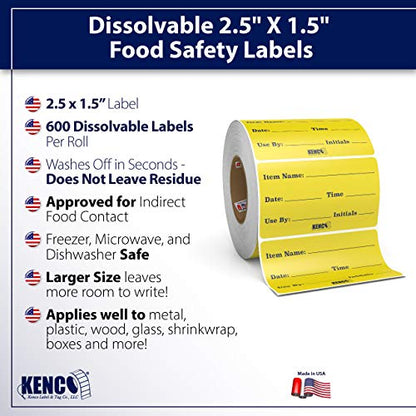 Dissolvable Food Labels for Glass, Plastic Metal, Wood - Washes Off No Residue - Food Prep and Rotation, Canning, Commercial Use and More! USA Made (24 Pack) - size: 24 Pack