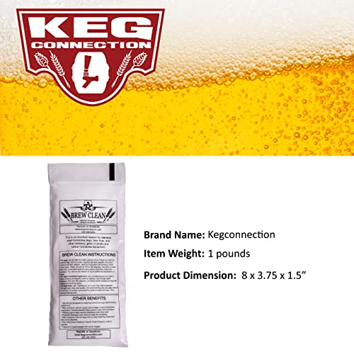 Kegconnection Brew Clean 1 lb - Kegerator Beer Line Cleaning Powder | 30+ uses. Easy and safe to use. Homebrew kegs and brewing equipment accessories cleaner.