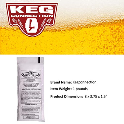 Kegconnection Brew Clean 1 lb - Kegerator Beer Line Cleaning Powder | 30+ uses. Easy and safe to use. Homebrew kegs and brewing equipment accessories cleaner.