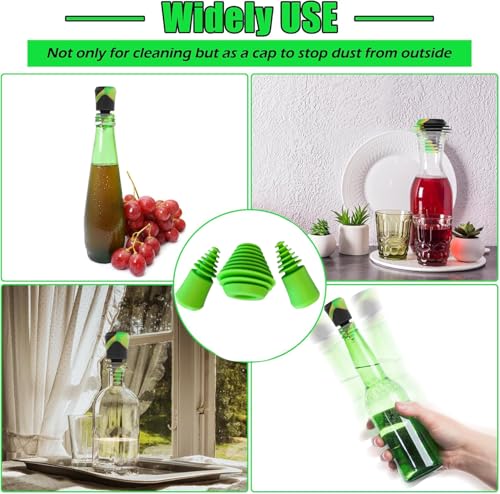 Green Piece® Six Silicone Green Cleaning plugs + stoppers Preserver Cap Airtight Bottle Plug Odor Proofing Glass, Plastic and Silicon Pieces (Pack of 2) - style: 6 Green Plugs