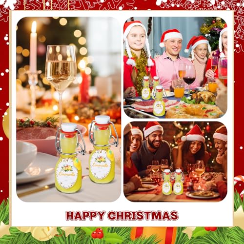 20 Sets Mini Limoncello Bottles Small Swing Top Glass Bottles Tiny Jar for Table Centerpieces Beverages Homemade Christmas Baby Shower Wedding Party Favors for Guests(2oz,Christmas) - size: 2oz, style: Christmas