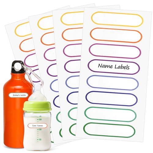 Waterproof Name Labels for Kids Child - Self-Laminating,Dishwasher Safe Name Stickers for Daycare,School Supplies,Toddler Baby Bottles,Sippy Cups,Travel Size Water Bottles - Washable,136 PCS. - color: White