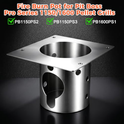 QuliMetal 304 Stainless Steel Fire Burn Pot for Pit Boss Pro Series 1150/1600 Pellet Grills, Pit Boss PB1150PS2, PB1150PS3, PB1600PS1 Grills, Upgraded Durable FirePot Accessories with Screws - size: L1 Fire Burn Pot for Pit Boss 1150