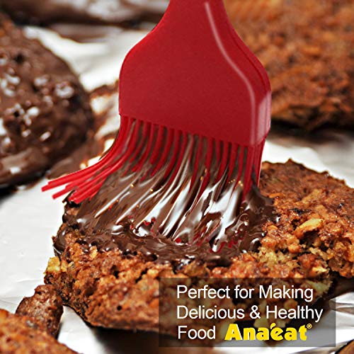 Anaeat High Heat Resistant Silicone Basting Pastry Brush Set of 2- Hygienic One-Pieces Design Spread Oil Butter for BBQ Grill Barbecue Baking Kitchen Cooking - BPA Free & Dishwasher Safe (10"+8.2") - color: Red 2 Pcs (10"+8.2")