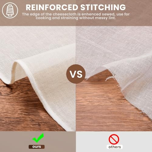 3-Piece Reusable Cheesecloth, 20x20 Inch Hemmed Cotton Strainer for Cooking Baking Juicing