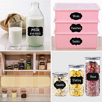 Wisdompro 134 Pcs Chalkboard Labels, Waterproof Blackboard Stickers & Pen | Multiple Sizes, Durable Vinyl, Reusable, Removable, for Storage Bins, Food Container, Mason Jars, Bottles - size: Small, Medium, Large