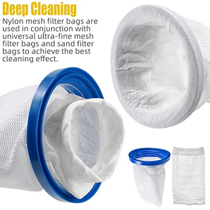 Pool Vacuum Cleaner Reusable Filter Bag with 10-Pack Ultrafine Mesh Filter Bags for Pool Blaster Water Tech Max & Catfish Ultra Pool Vacuum Sand & Silt Cleaner Filter