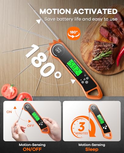 SILVLF Meat Thermometer Digital, Instant Read Thermometer with Backlight, Calibration & Hold Function, Waterproof Food Thermometer for Kitchen and Outside, BBQ,Turkey, Candy, Liquids, Beef (Orange) - color: orange