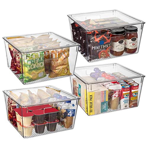 CLEARSPACE Plastic Storage Bins with Lids XL – Perfect Kitchen Organization or Pantry Storage – Fridge Organizer, Pantry Organization and Storage Bins, Cabinet Organizers - size: 4 Pack XL