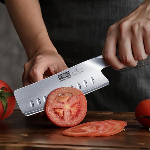 HOSHANHO 5.5 Inch Nakiri Knife, Japanese High Carbon Stainless Steel Chef Knife, Multipurpose Meat Vegetable Sharp Kitchen Knife with Ergonomic Pakkawood Handle - size: 5.5"