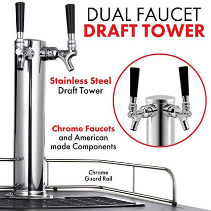 Kegco HBK309X-2 Keg Dispenser, 2 faucet without keg Black Stainless Steel - color: Black Stainless Steel, size: 2 Tap