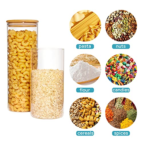 Vtopmart 70oz Glass Food Storage Jars, 3 Pack Large Kitchen Containers with Airtight Bamboo Lids for Pasta, Nuts, Flour, Canisters Set for Cereal, Pantry Organization, BPA Free - size: 3 Pack (70 oz)