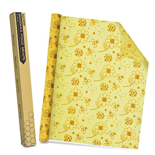 ERKOON Beeswax Food Wraps 1 Meter Roll 13 x 39 Inch Reusable Beeswax Wraps Eco-Friendly Sustainable Food Storage Wraps for Sandwich, Cheese, Fruit, Bread, Snacks (Flower Pattern)
