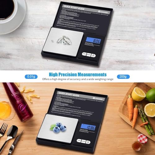 Portable Digital Scale 200g x 0.01g Accuracy,Weighing Electronic Scales Jewelry Scales Mini Digital Grams Scale Small Food Scale Ounces Grains Scale 200g Digital Pocket Gram Scale(Digital Scale) - color: Digital Scale