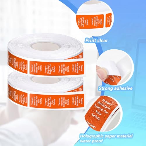 Outus 1000 Pcs Tamper Evident Labels Rolls Adhesive Safety Stickers 0.75 x 3.5'' Tamper Evident Tape for Security Food Delivery Bag Closure Container Box Jar Mailing Packaging Sealing (Orange) - color: Orange