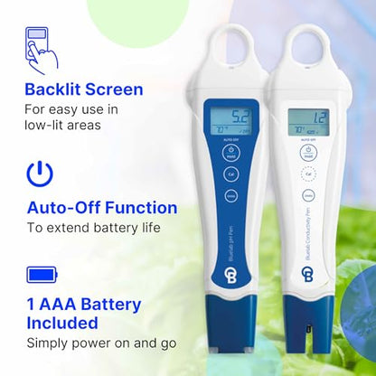 Bluelab PENSTP pH and Conductivity Starter Pack - Precision Nutrient Solution Management Kit with Temperature Measurement, Waterproof Pens, and Probe Care Kit