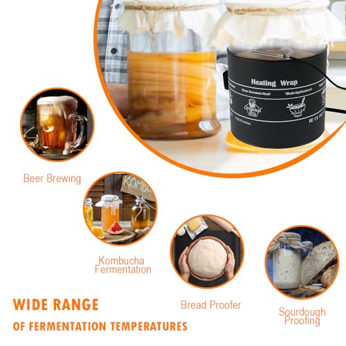 Sourdough Warmer Wrap Kombucha Heating Wrap Fermentation Heat Pad with Temperature Control Timer Sourdough Starter Warming Mat for Home Brewing Fermentation Sourdough Proofing