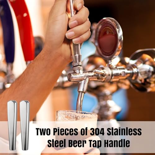 2 PCS Beer Faucet Handles All 304 Stainless Steel Keg Tap Handle Standard 3/8" Thread American Draft Beer Tap Handles for kegerator Tower for bar - size: Pack of 2
