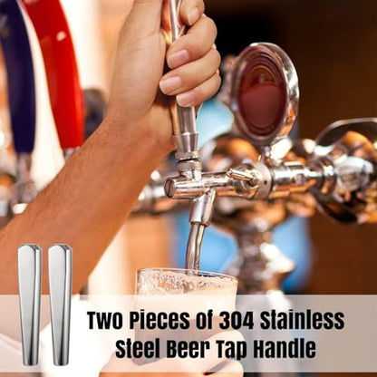 2 PCS Beer Faucet Handles All 304 Stainless Steel Keg Tap Handle Standard 3/8" Thread American Draft Beer Tap Handles for kegerator Tower for bar - size: Pack of 2