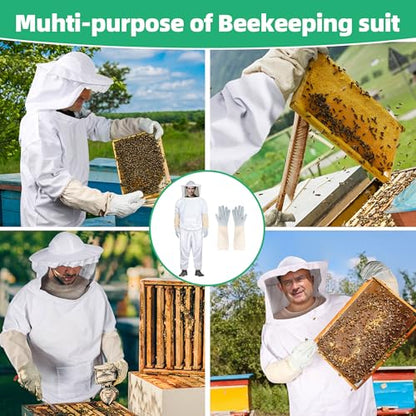 Bee Suits Bee keeper Suit for Men Women Sting Proof Beekeeper with Glove &Ventilated Hood Bee Keeping Starter kit & Beekeeping Supplies - size: Adult-XL