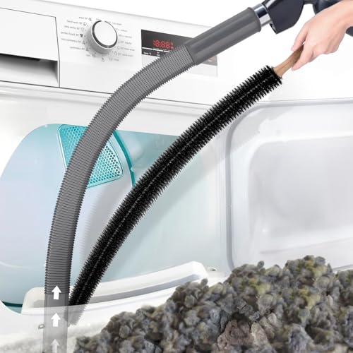 PetOde 2Pcs Dryer Vent Cleaner Kit Universal Vacuum Hose Attachment & Brush | Flexible Connector Easily Adapts to Most Vacuum Cleaners for Versatile Use - color: Deep Gray