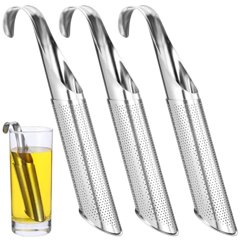3Pcs Tea Infuser Fine Mesh Strainer Tea Steeper for Loose-Tea Stainless Steel Long Handle Infuser for Coffee Spices Seasonings, Silver