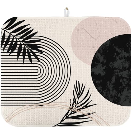 Quick Absorbent Kitchen Drying Mat - Stylish Patterns Dish Drying Mat- 16×18 Inch & 18×24 Inch Kitchen Drainer Mat for Countertops, Dishes & Glassware - color: black-boho, size: 18"x24"