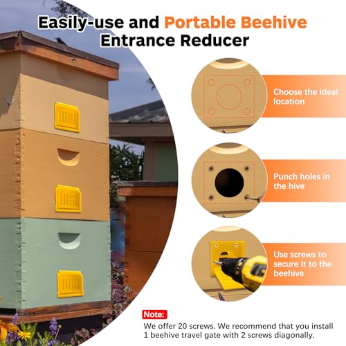 Bee Hive Entrance Reducer, 6 Pack Plastic Beehive Entrance Reducer, Yellow Portable Mouse Guard for Beehive,Bee Hive Ventilation,Beehive Travel Gate,Bee Hives Boxes Starter Kit, Beekeeping Supplies - color: Yellow-6pcs