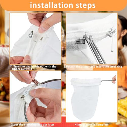 Ultra Fine Mesh Strainer with Stainless Steel Handle, Reusable Food Grade Juice Strainer, Cheesecloth Strainer with Zipper for Nut Milk, Coffee, Butter, Juices and Cheese (Medium) - size: Medium