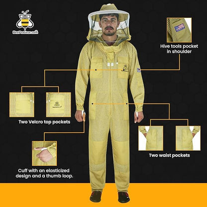 3-Layer Ultra Ventilated Mesh Beekeeping Suit for Men & Women with Veil Sting-Proof Bee Suit with Leather Gloves & Bag - color: Brown 2, size: 4X-Large