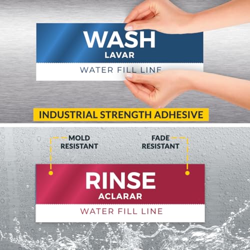 5 Pack Wash Rinse Sanitize Sink Labels, Waterproof Sticker Signs, 3 Compartment Sink Labels - Restaurant Supplies, Food Truck Supplies, Dishwashing Sign Wash Station - color: 5 Pack