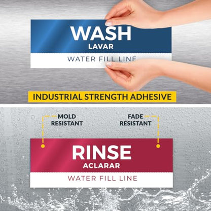 5 Pack Wash Rinse Sanitize Sink Labels, Waterproof Sticker Signs, 3 Compartment Sink Labels - Restaurant Supplies, Food Truck Supplies, Dishwashing Sign Wash Station - color: 5 Pack
