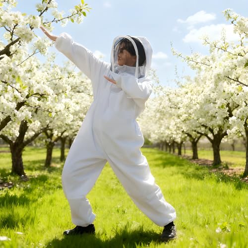 XL Beekeeping Suit with Gloves, Cotton Beekeeper Protective Suit, Sting Proof, Full Body, Lightweight