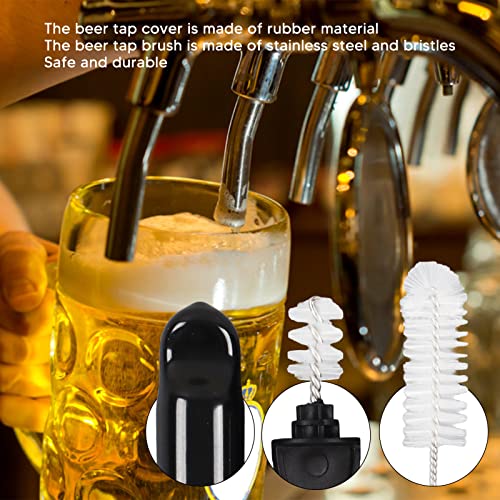 6Pcs Beer Faucet Cover 6Pcs Beer Tap Plug Brush 3 Long Cleaning Brush Draft Beer Tap Cover Tap Plug Beer Brush Beer Tap Clean for Most Standard American Draft Beer Faucet
