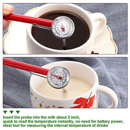 Frienda 3 Pcs Instant Read 1 Inch Dial Food Thermometer Pocket Kitchen Thermometer with 3 Pcs Calibration Sleeves for Meat Food Cooking Coffee Drinks Chocolate Milk Foam