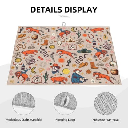 Western Dish Drying Mat For Kitchen Microfiber Drying Mats Absorbent Reversible Dish Pad Draining Mats For Countertop Coffee Mats 18x24 Inch - color: Western1
