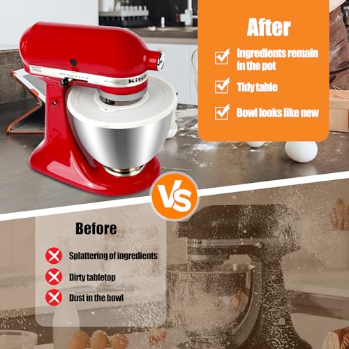 Silicone Mixers Bowl Cover Compatible with KitchenAid 4.5-5 Quart Tilt-Head Stand Mixers Bowl (White) - color: White