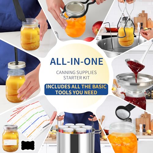 Gemfino Canning Supplies Starter Kit with Canning Rack,Canning Kit for Beginners - color: Black