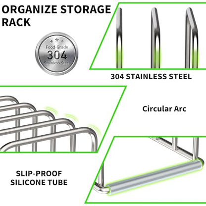 Cutting Board Organizer, 304 Stainless Steel Chopping Board Holder & Pot Pan Lid Rack, Kitchen Shelf Organizer for Bakeware, Cookie Sheets & Trays - size: 1.0 in Slots - 1 Pack