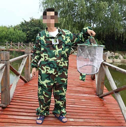 Beekeeping Jumpsuit Suit Beekeeping Protective Equipment Bee Keeping Full Body Cloth with Veil Hood Total Protection for Professional & Beginner Beekeepers - color: Camouflage Green, size: XL