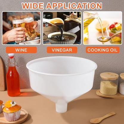 ULTECHNOVO Extra Large Plastic Funnel, 10.4" Wide Mouth Kitchen Funnel for Liquid & Powder Transfer, Thick Food Grade Jumbo Oil for Filling Bottles, Beer & Canning