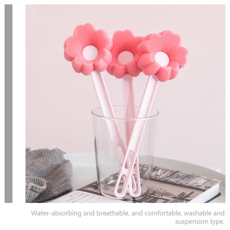 Yardwe Flower Shaped Sponge Bottle Brush Long Handled Bottle Cleaner for Feeding Bottles Water Cups and Kettles Portable Cup Cleaning Brush for Kitchen Bathroom and Restaurant Use