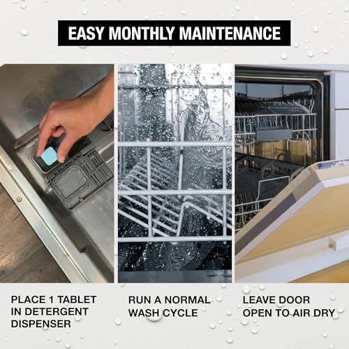 GLASSGUARD Dishwasher Cleaning Tablets - Deep-Clean Dishwasher, Remove Grease, Limescale & Food Residue, Safe for All Dishwashers, Monthly Maintenance Tabs (Pack of 24)