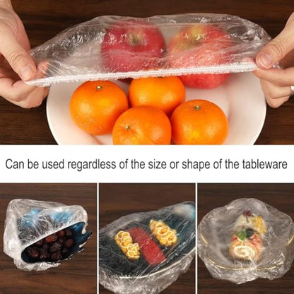 100Pcs Fresh Keeping Bags,Reusable Food Storage Covers, Stretchable Plastic Wrap Bowl Covers with Elastic Edging Stretch (100)